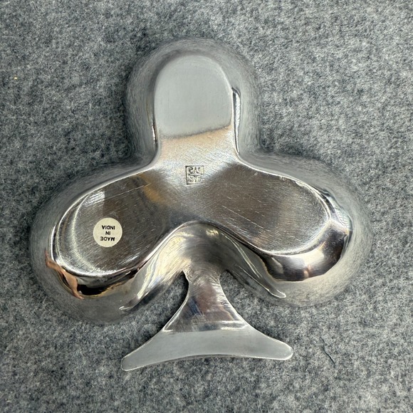 Vintage Metal Club‎ Shaped Card Theme Snack Plate Tray Silver Color Party Poker - Picture 6 of 8